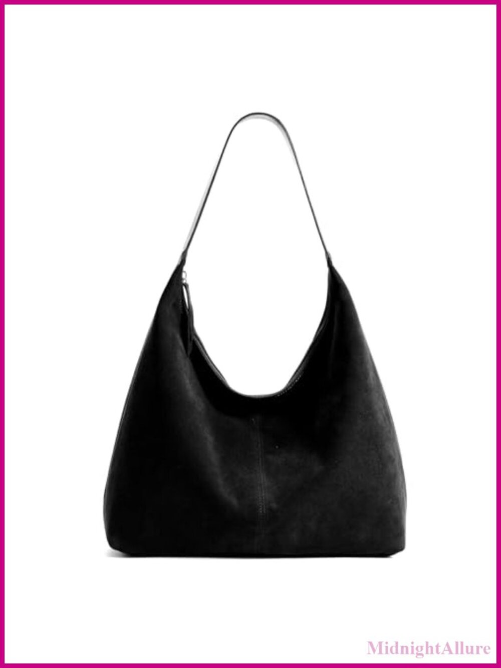 Slouchy Tote Bag Vegan Faux Suede Leather Crescent Hobo Zip Shoulder